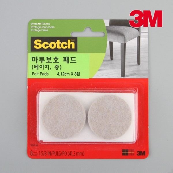 3M 마루보호 패드 원형 베이지 중 (4.12cm) 8개입